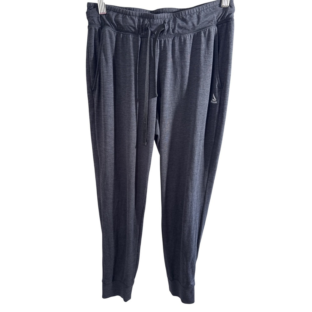 Reebok Womens Gray Heathered Jogger Sweatpants Tapered Athletic Pants Size S